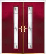 LUNNA CAERNARFON DOOR & SINGLE SIDE LIGHT with Aspen glass design PEIL DOORS RUBY RED with