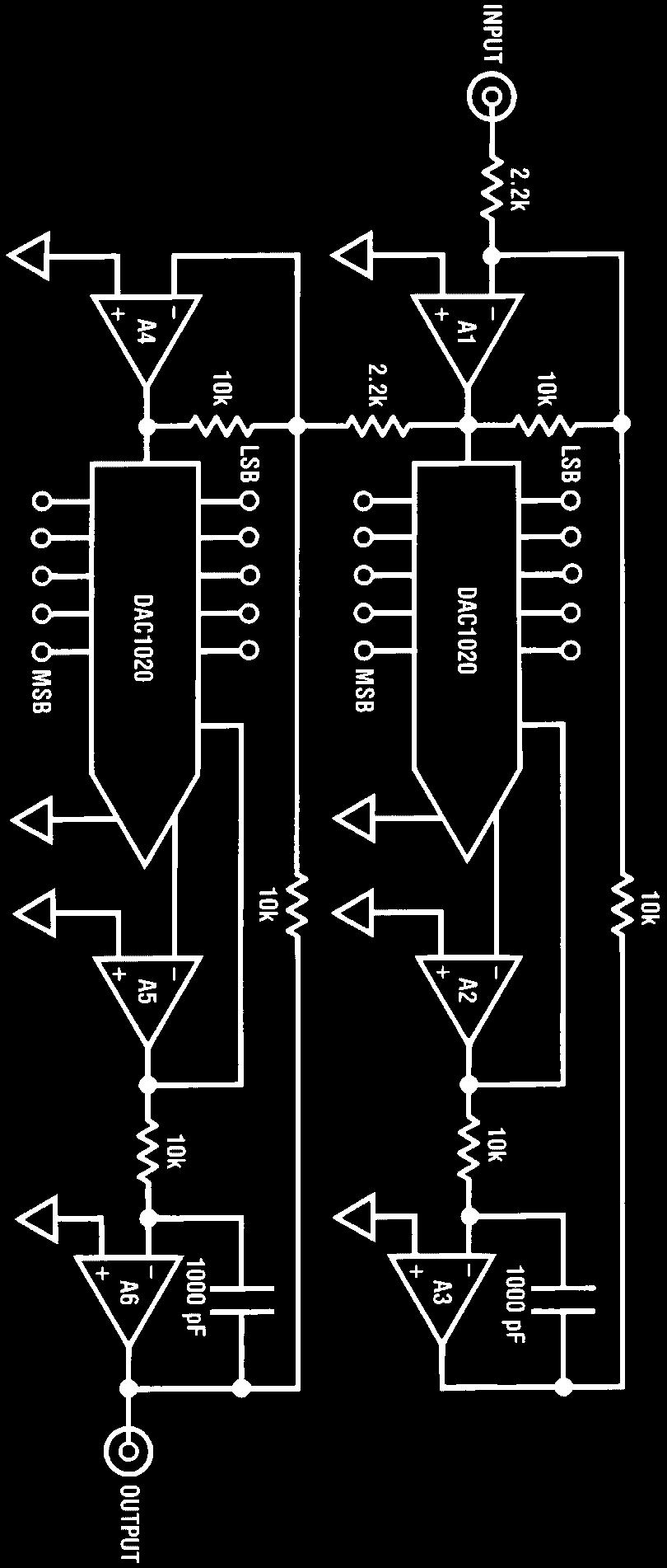 digitally programmable first order bandpass filter The multiplying DAC s function is to control cut-off frequency by controlling the gain of the A3 A6 integrators which has the effect of varying the