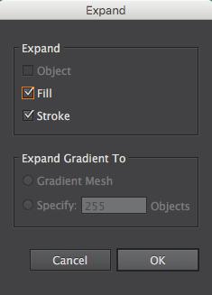 Expanding an Object Expanding an object (from a stoke, that has a brush applied to it) changes the object into a vector
