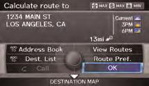 The system calculates the route and displays the Calculate route to