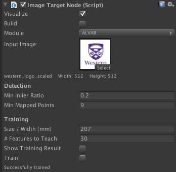 26 Chapter 3. Approach and Solution Figure 3.10: By extending the NAVR framework, we provide an interface for defining, training and visualizing planar image targets within Unity3D editor.