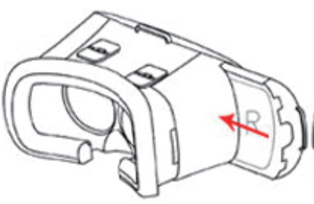 The spring loaded holders will open and close to hold your phone securely. Close the front of the goggles again by sliding back into place.