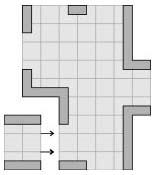 Rule #1 No hallway should start with a grid of less than 3 squares wide. When you plan a new piece, lay out full square tiles to make the floor.