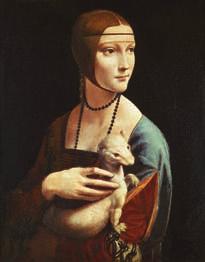 Lady with an Ermine, a painting done by Leonardo in 1485 In this workshop, Leonardo also learned to work with metal to make