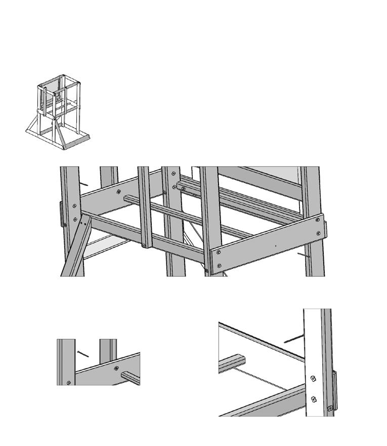 Step 14: Floor Frame Assembly A: From inside of the assembly, measure 3-1/8 down from the top of (A23) SW Floor (fig. 14.2) and (A24) Floor (fig. 14.3) and then attach (A27) Floor Joist to each board with 1 (S4) #8 x 3 Wood Screws per end.