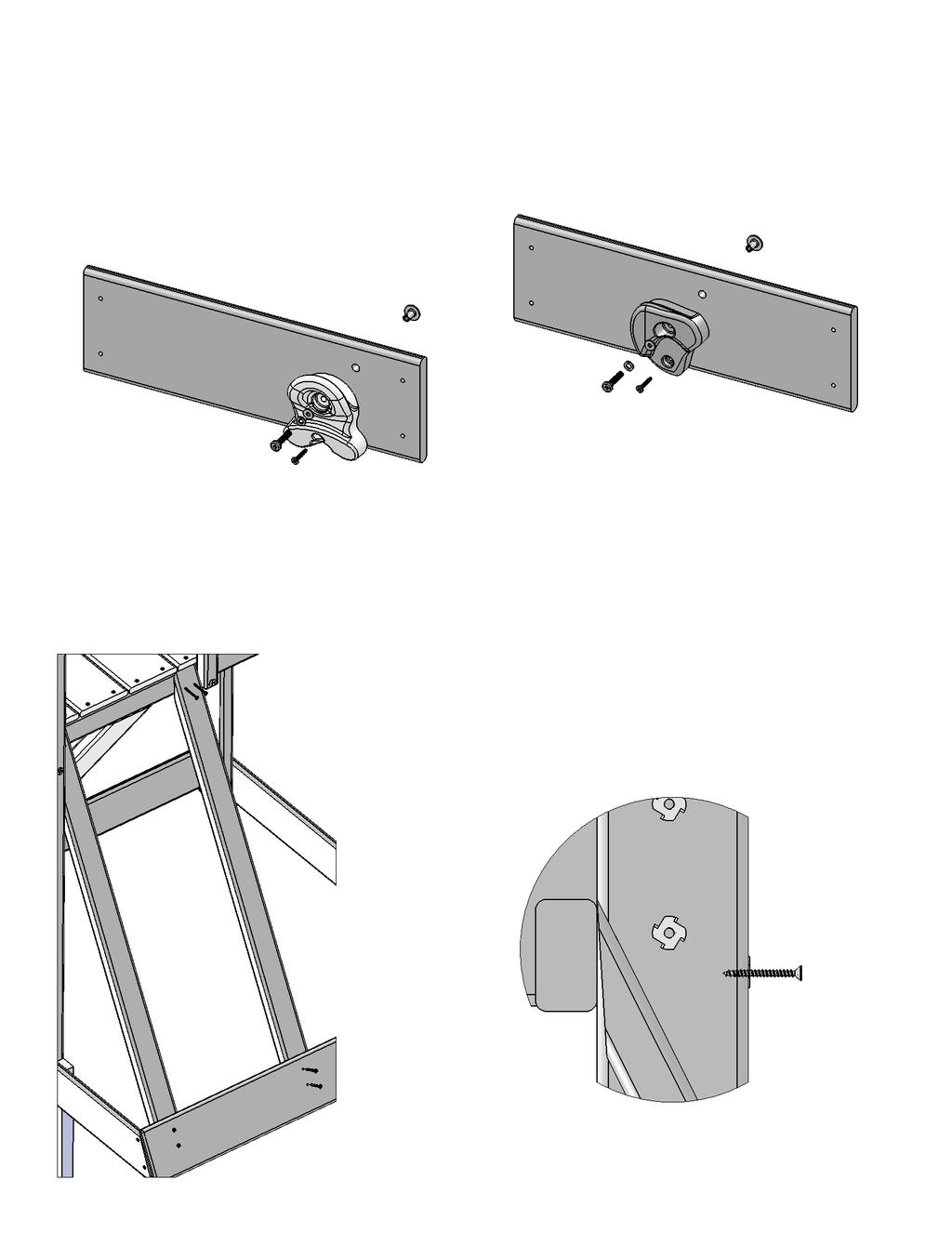 2) B: Attach (1779) CE Access Board to the top of each (1765) Rock Rail as shown in fig. 20.3. Make sure (1779) CE Access Board is flush to the outside and top edges of each Rock Rail.
