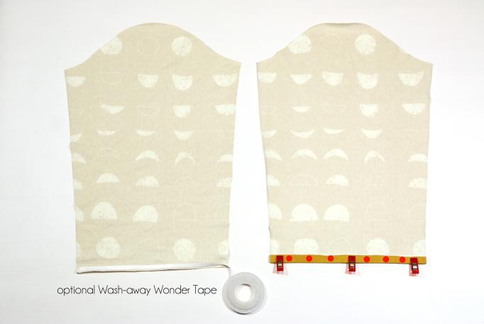 *Use wash away Wonder tape to help stabilize the hem for pretty stitches.