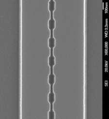 input and drop waveguides, W In and W D, are 45 and 5 nm, respectively The gratings are formed by corrugating the side-walls of strip waveguides, with a 32-nm pitch, a 5% duty cycle, and 8 periods