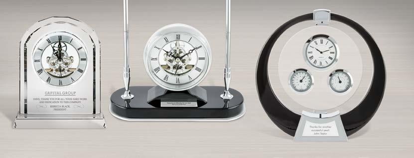 Silver Clock / Card Holder / Pen 19481 Crystal Skeleton Clock 18538 Skeleton Dial Black Desk Set 18540 Round Black