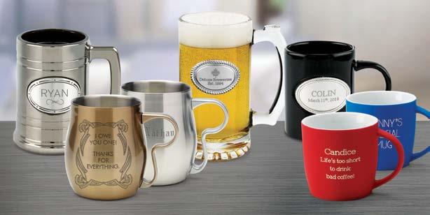 2O795 Reach out to your customers. Build loyalty to your company. 18962 Metallic Glass Stein with Crest 15oz.