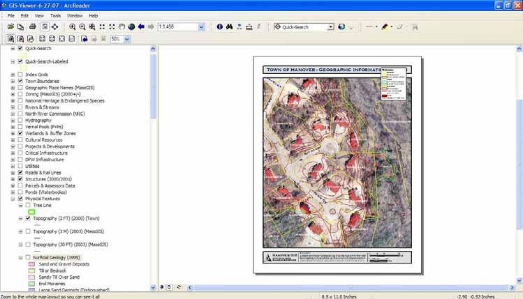 Figure 18: The Layout View shows how the map will look on your printer with a standard legend and title block.