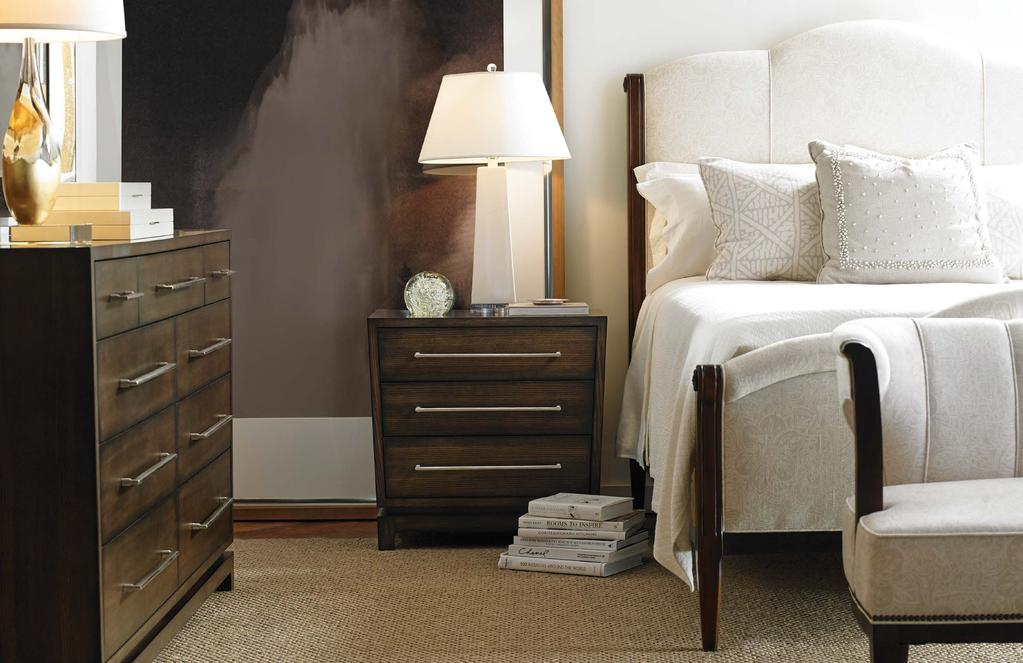7960-10 Sofie Queen Bed; 7615-72 Byron Settee; 7966-70 Tribeca Night Stand; and 7967-70