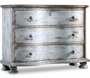 Three-Drawer Shaped Front Gold Chest 35W x 18 3/4D