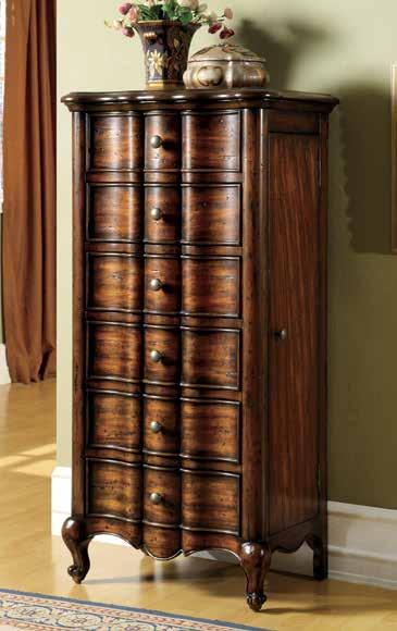..6 doors with felt-lining and hanging storage inside; five felt-lined drawers. 500-50-656...129 1595-85001-LTBK...61 3014-50003...6 24W x 17D x 49H (61 x 43 x 124 cm) 500-50-683...11 1595-85002-BRN.