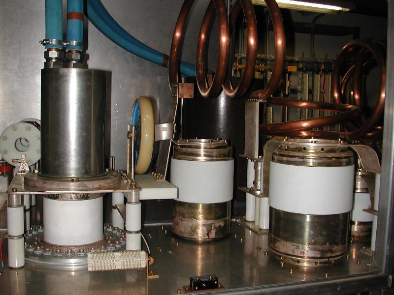 Inside one transmitter 100 kw tetrode, water