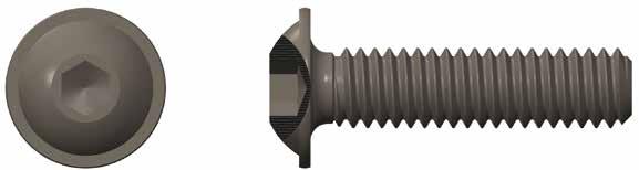 Socket Flange Button Head Cap Screws - Inch Sizes A J R H L F D Slight flat and/or countersink permissible T Table I-17: Dimensions of Socket Flange Button Head Cap Screws A H J T D F R Basic Hex Key
