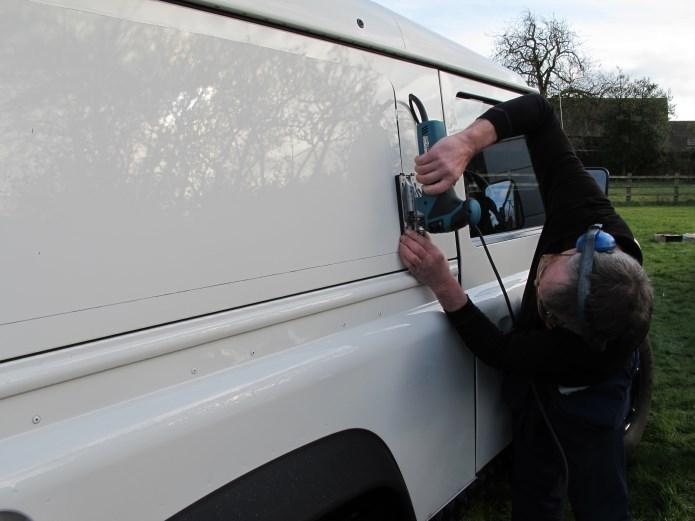 Stick the template to the side of your vehicle using Blu-Tack or masking tape - making sure when doing the driver s side that the template says Right Hand Side at the top; when doing the passenger