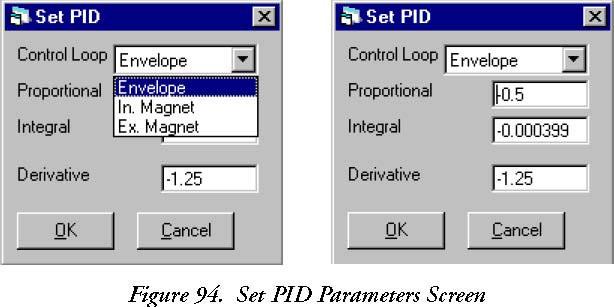 Maintenance and Diagnostics Diagnostics Figure 95: Set PID Parameters Screen It is possible to control the parameters but not modifying them. (They are permanently set at factory.