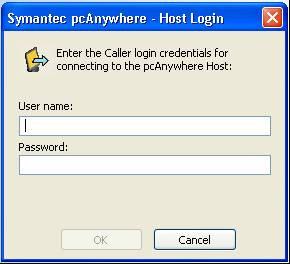 Standard Procedures Activate an Existing Connection Figure 48: pcanywhere Login Screen 5. Enter your name and password when requested.