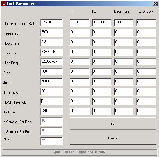 Windows and Dialog Boxes Automated Analysis Figure 79: Lock Parameters Data Entry Screen This screen lists several parameters for running the lock system.