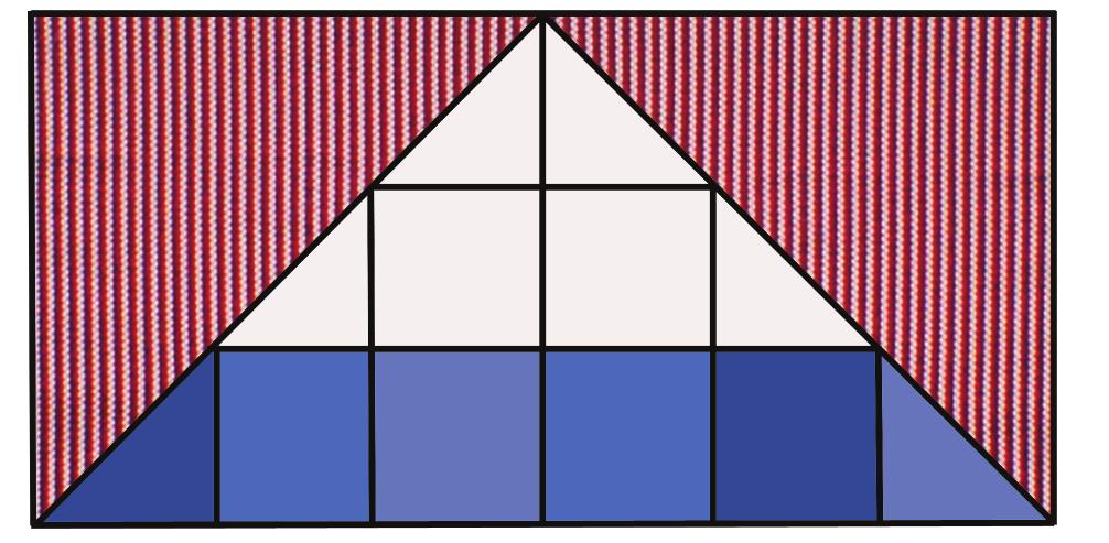 Arrange the striped triangles around the center so the stripes are aligned correctly.