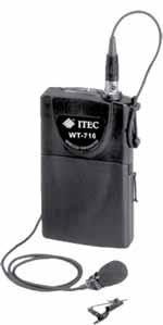 5 6 ITEC 716 WIRELESS SYSTEMS 4. Belt-Rack Transmitter WT716 (VHF) 1 3 1. Battery status indicator 2. Power switch 3. Battery compartment 4. Charging point 5. Capsule 6.