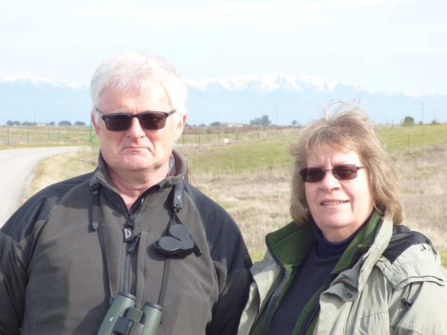 Stephen and Hazel at Arrocampo After coffee, we checked another section of marsh where we found a couple of Penduline Tits, as well as getting views of Cetti s Warbler.