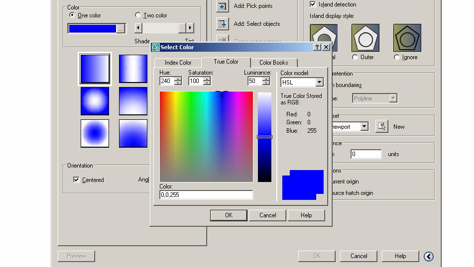 Presentation Drawings True color and gradient fills have been added to AutoCAD for hatching. True Color provides WYSIWYG on the screen and eventually when you plot.