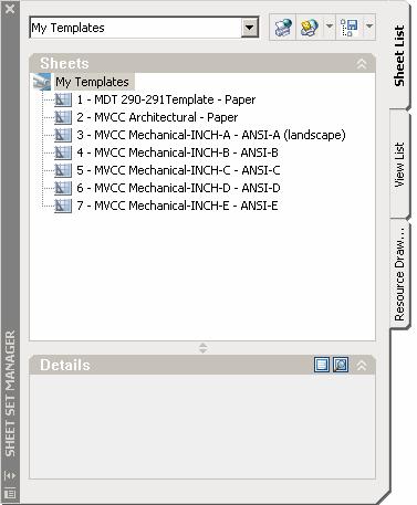 A simple Sheet Set I created in AutoCAD 2005 was that of my templates for my users. My users would go to the file menu and select Open Sheet Set. They would select My Templates.