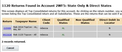 When a lower member return containing either of these two states are brought into an upper level consolidated return and qualified for e- file, not only does the top level return have to be submitted