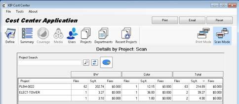 5.2 Prjects Tab Scan Mde Step Actin Illustratin 1. Prjects The Scan Prjects Reprt cnsists f the Black and White and Clr scanning and fees based n a Prjects r Department number.