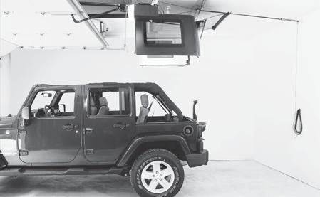 STEP 1: DETERMINE HOISTER LOCATION; RAFTERS RUNNING SIDEWAYS A. PLAN INSTALLATION Pull Jeep into garage with object on Jeep rack.