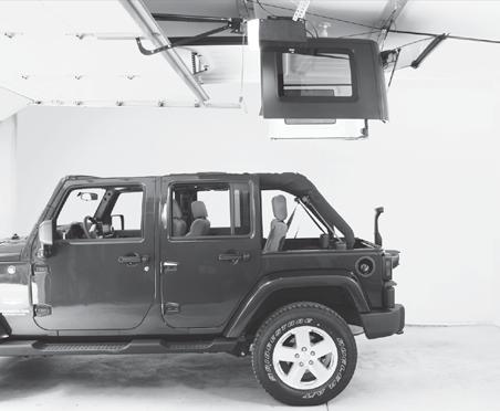 STEP 1: DETERMINE HOISTER LOCATION; RAFTERS RUNNING FRONT-TO-BACK A. PLAN INSTALLATION Pull Jeep into garage with object on Jeep rack.