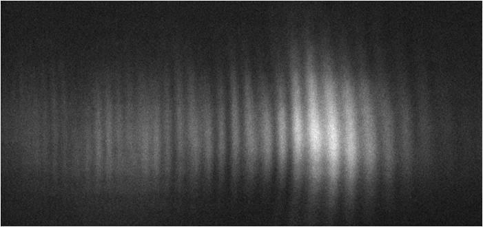 Figure 4.4 Spectral interferometry signal. The above figure is similar to that which would be detected by a spectrometer. In practice, the fringe pattern usually covers ~30 nm in wavelength. Figure 4.