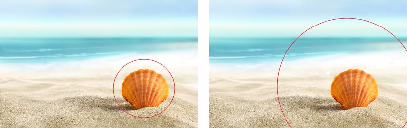 Variation affects how far away from the object the replacement pixels can be taken from.