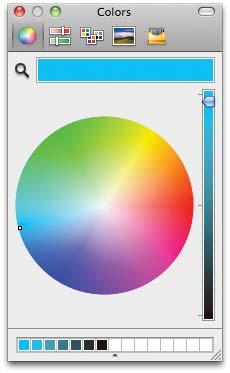 Mac 1. Tabs (various methods for picking colors): Choose a hue or tints and the value (light).