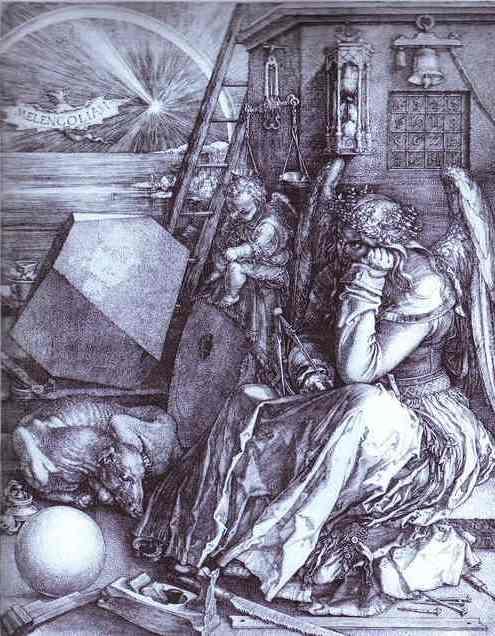 Tabloul Melancolia I al lui Albrecht Dürer.