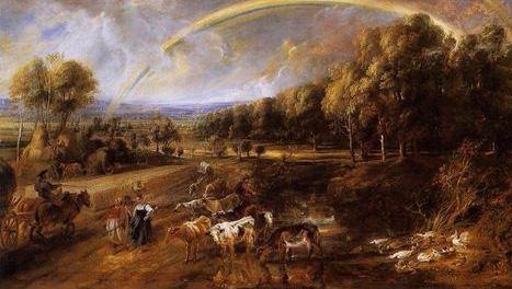 Picturile romantice au redat efectul pasager al luminii la apariţia curcubeului. Aici se pot aminti picturile lui Turner şi Constable.
