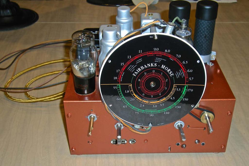 The old damaged dial face was replaced with a new reproduction made by Radio Graphics. The dial lights were rewired and the dial lights were replaced.
