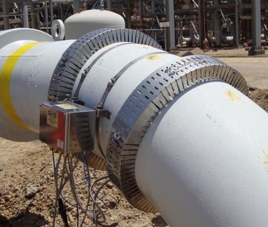 Onshore Application Examples Straight pipes Bends Up to sixteen transducers mounted on two