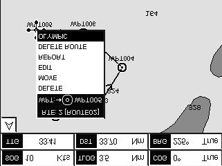 Press [ROUTE]. Another Waypoint is shown under the cursor and a line joins the starting Waypoint to the second Waypoint. 5.