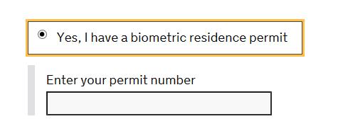 If so you should answer No, I did not have a biometric residence permit for my