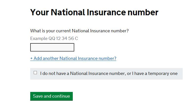 Most of you will not have a National Insurance Number.