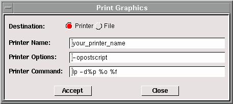 File Commands GAMBIT MENU COMMANDS Using the Print Graphics Form The Print Graphics form (see below) allows you to print graphics either to a printer or to a file.