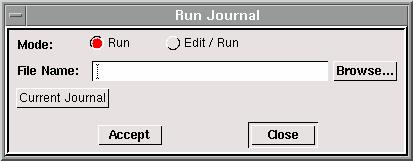 File Commands GAMBIT MENU COMMANDS Using the Run Journal Form The Run Journal form (see below) allows you to run an existing journal file.