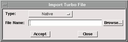 File Commands GAMBIT MENU COMMANDS Using the Import Turbo File Form The Import Turbo File form (see below) allows you to import turbo data files.