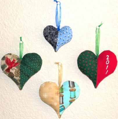 Havf a Heart Heart Ornament or pincushion in 2 sizes Tracy L. Chapman & Sew Thankful Inc. December 2011. All rights reserved.