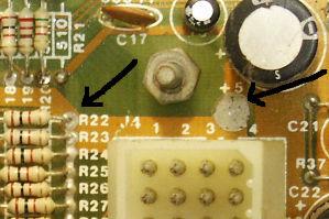 Options range from the power supply (pin-9) to the legs of the disc capacitors on the ROM board.