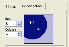 Acquisition Software Chapter 3 The Main User Interface 19 Z focus: Coarse buttons. Click on the arrows on the left to move the Z-drive in steps 10 times as large as set in Step size.
