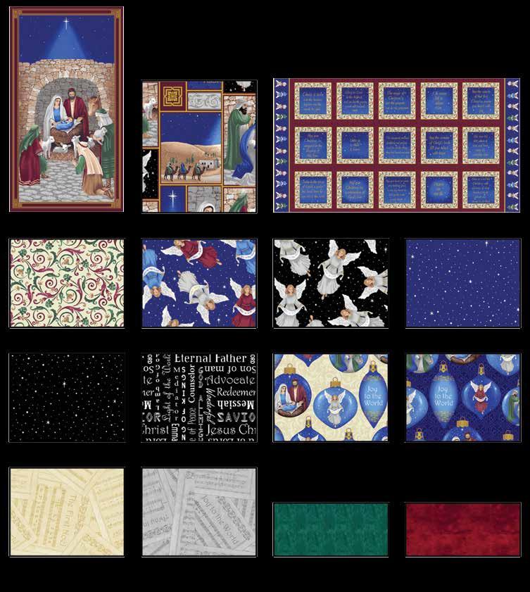 Silent Night Quilt 1 Finished Quilt Size: 36 x 56 Fabrics in the Silent Night ollection 24 Nativity Scene Panel lue 8540P-77